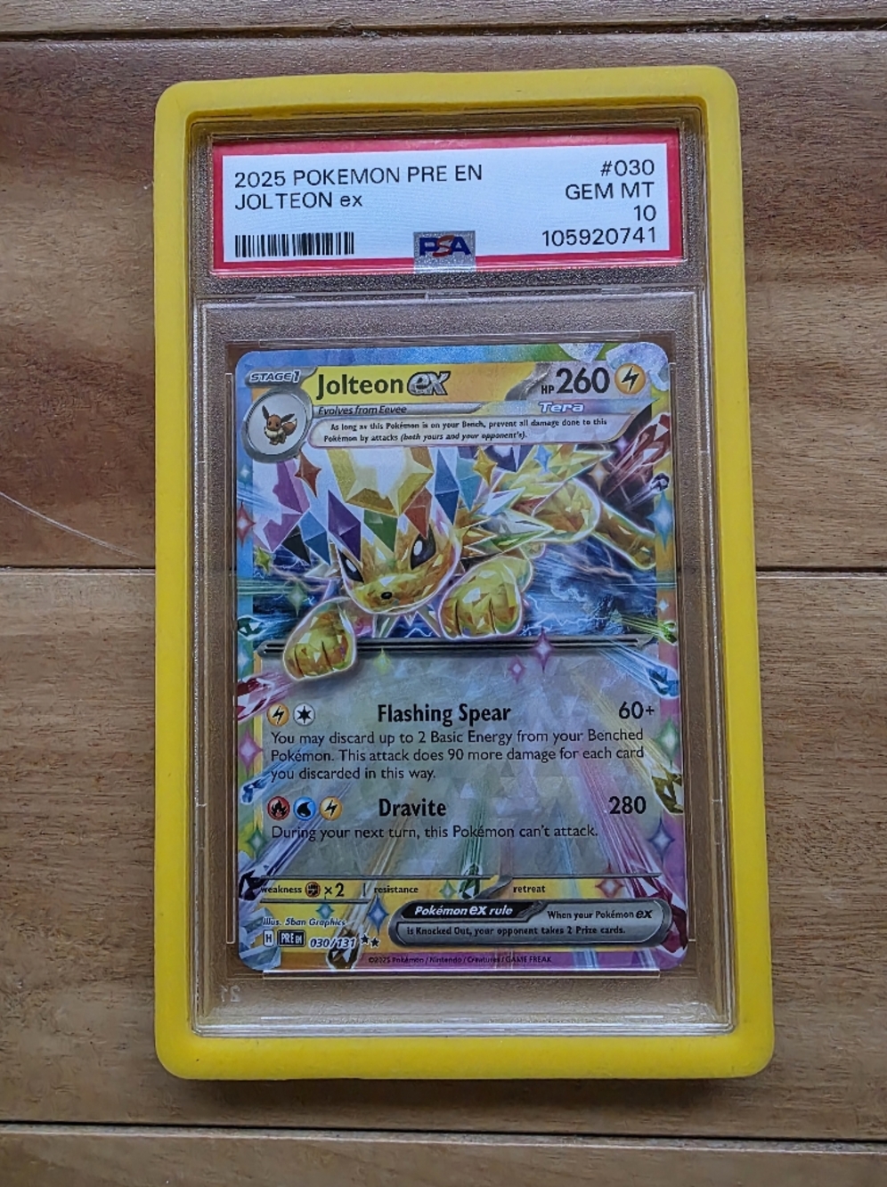 Jolteon ex Holo Pokémon Card PSA 10 - Yellow Accent